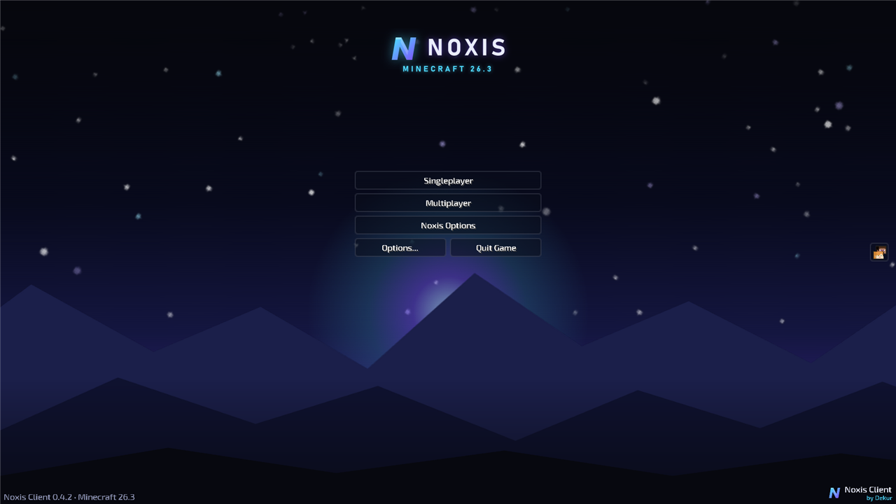 Noxis Client title screen in Minecraft